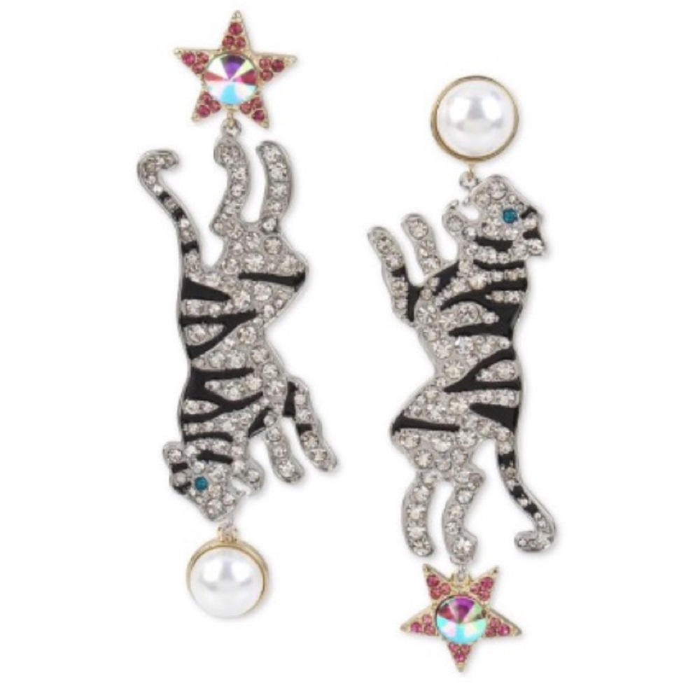 Betsey Johnson Tiger Star Pearl Earings